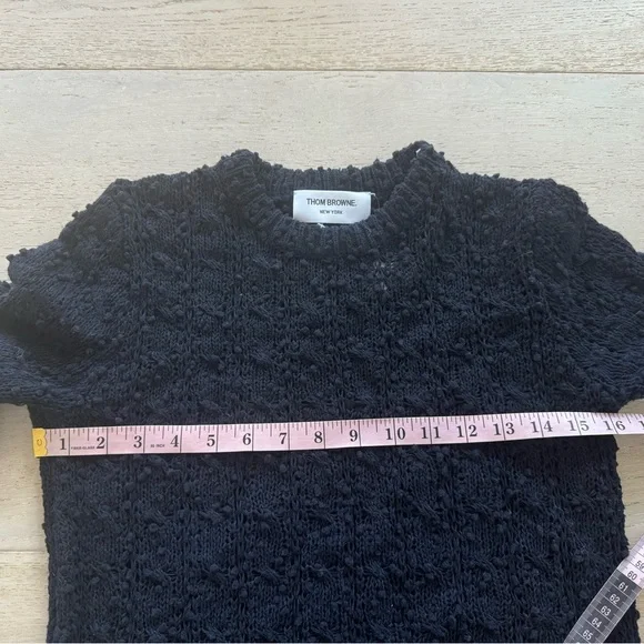 THOM BROWNE Women's 4-Bar Loopback Crewneck Sweater Navy Blue 36 Small - Picture 9 of 11